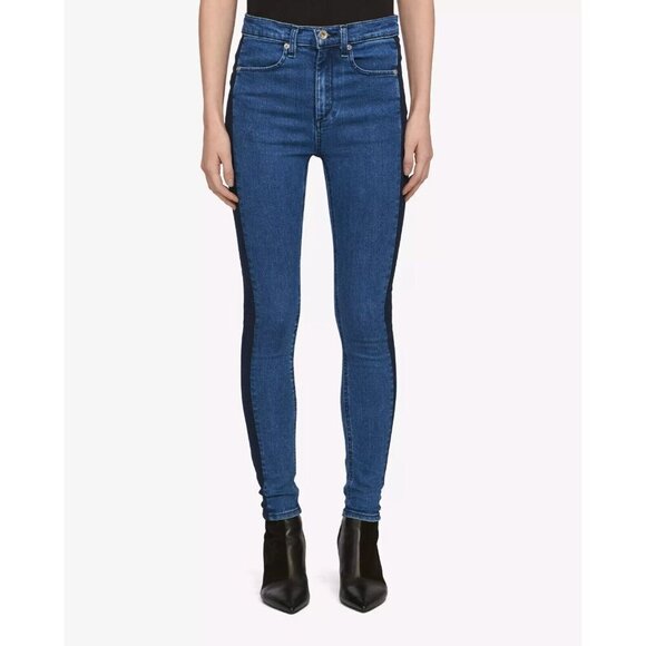RAG & BONE Mazie Skinny Womens Jeans Double Indigo Stripe High Rise $250 Size 24 - Picture 3 of 9